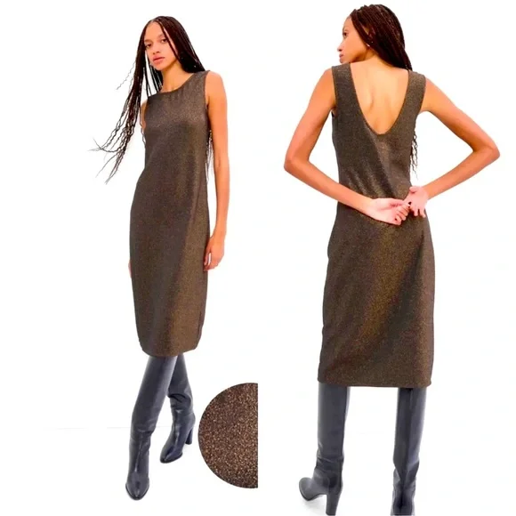 Gap Dress NWT low back metallic midi dress size S - Picture 1 of 9